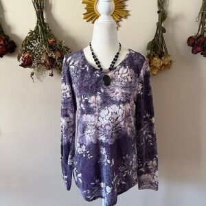 Sonoma Purple Floral Long Sleeve Top